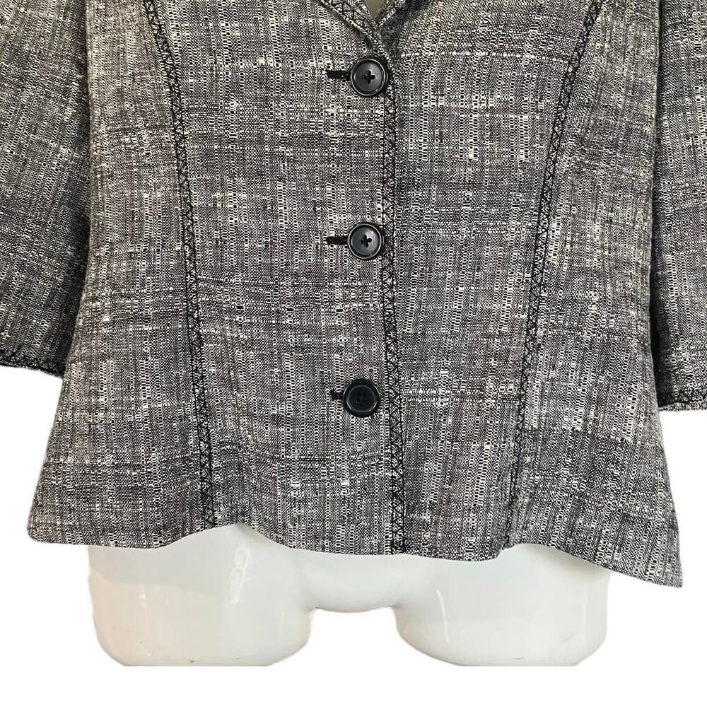 White House Black Market Womens Gray 3/4 Sleeve 3-Button Linen Blend Blazer SZ 8 - Picture 6 of 10